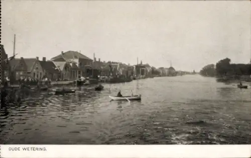 Ak Oude Wetering Südholland,  Ortsansicht am Kanal