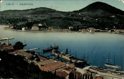 Ak Gruž Gravosa Dubrovnik Kroatien, Panorama