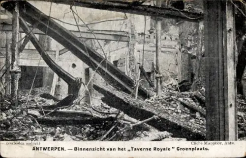 Ak Anvers Antwerpen Flandern, Binnenzicht van het Taverne Royale, Groenplaats