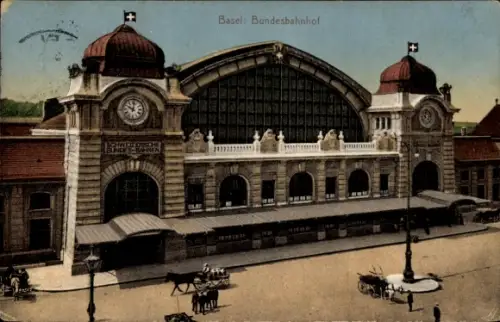 Ak Basel Stadt Schweiz, Bundesbahnhof
