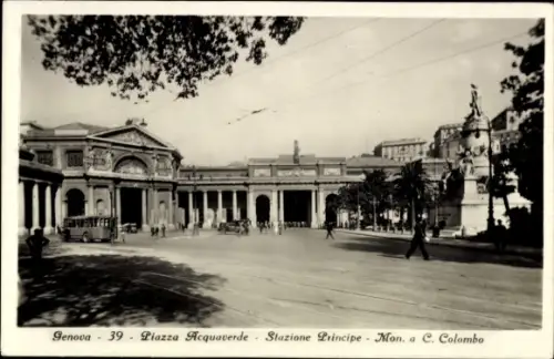 Ak Genova Genua Liguria, Piazza Acquaverde, Stazione Principe