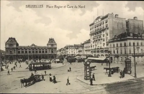 CPA Bruxelles, Place Rogier et Gare du Nord