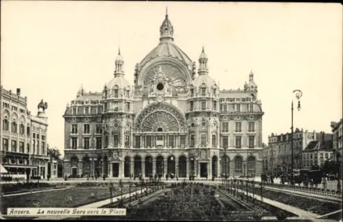 CPA Anvers Flandres, nouvelle Gare vers la Place