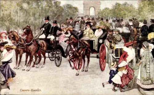 Ak Paris VIII, Avenue des Champs Élysées, Ihre Majestäten in der Kutsche