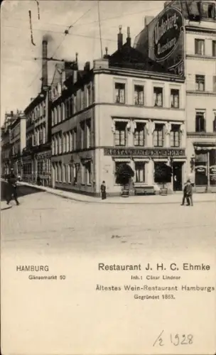 Foto Ak Hamburg Mitte Neustadt, Ehmkes Restaurant, Gänsemarkt 50