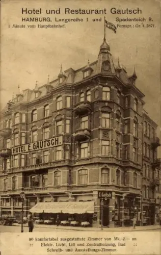 Ak Hamburg Mitte St. Georg, Hotel und Restaurant Gautsch, Langereihe 1, Spadenteich 8