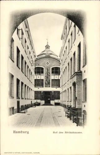 Ak Hamburg Mitte Altstadt, Blick in den Hof des Afrikahauses, Kontorhaus, Große Reichenstraße