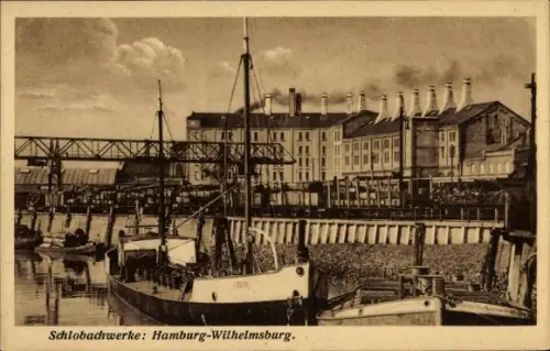 Ak Hamburg Wilhelmsburg, Schlobachwerke, Furnierwerk und Sägewerk