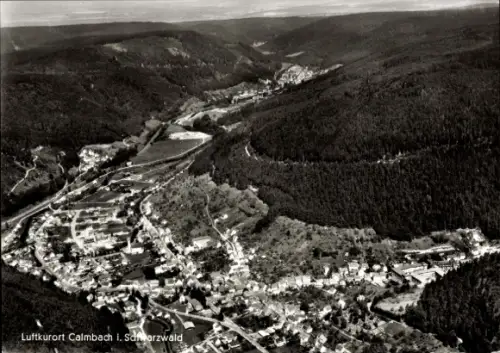 Ak Calmbach Bad Wildbad im Schwarzwald, Fliegeraufnahme