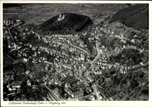 Ak Biedenkopf an der Lahn, Luftaufnahme von  Stadtansicht, Blick von oben, Lahn