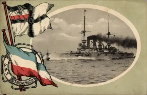 Passepartout Ak Deutsches Kriegsschiff, S.M.S. Schleswig-Holstein