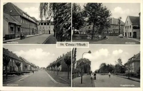 Ak Sankt Tönis Tönisvorst am Niederrhein, Marienheim, Kirchplatz, Hospitalstraße, Kirchenfeld