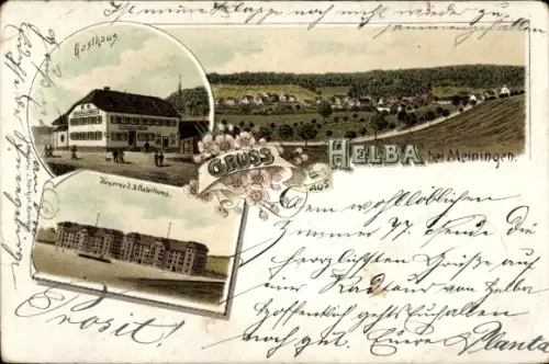 Litho Helba Meiningen in Thüringen, Gesamtansicht, Gasthaus