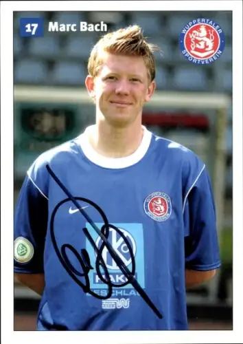 Autogrammkarte Fußballer Marc Bach, SV Wuppertal, Autogramm