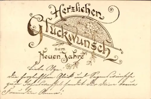 Präge Ak Glückwunsch Neujahr, Blumen