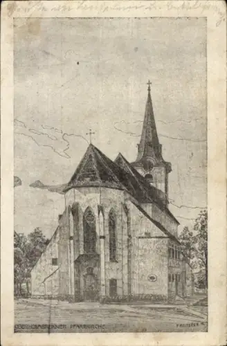 Künstler Ak Oberhollabrunn Hollabrunn Niederösterreich, Pfarrkirche