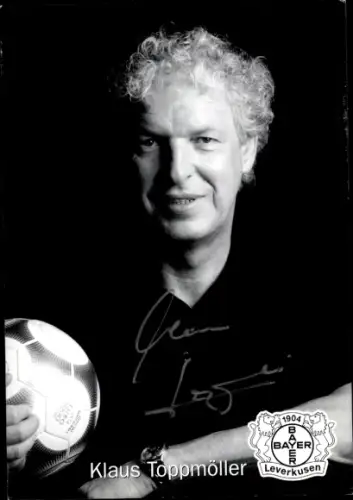 Sammelbild Cheftrainer Klaus Toppmöller, Bayer Leverkusen, Autogramm