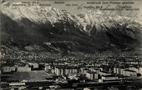 Ak Innsbruck in Tirol, Gesamtansicht, Blick vom Plateau