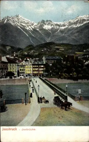 Ak Innsbruck in Tirol, Fluss, Innbrücke, Stadtteilansicht, Berg