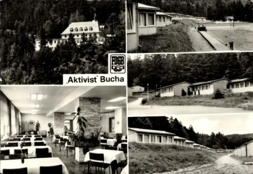 Ak Bucha Unterwellenborn in Thüringen, FDGB Erholungsheim Aktivist, Innenansicht, Bungalows