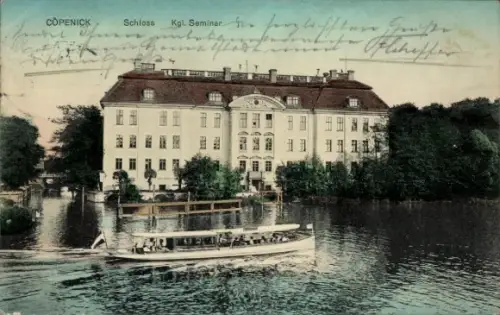 Ak Berlin Köpenick, Blick auf das Schloss, Kgl. Seminar, Salondampfer