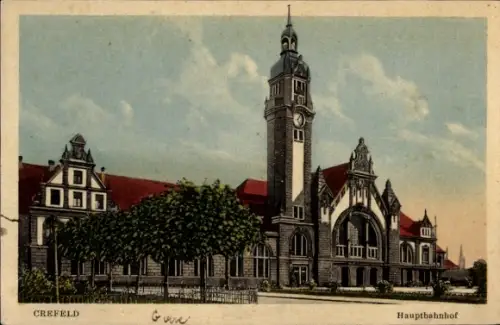 Ak Krefeld am Niederrhein, Partie am Hauptbahnhof