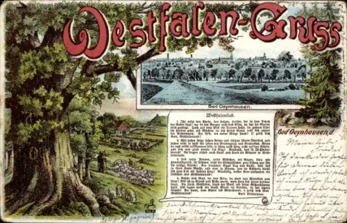 Passepartout Litho Bad Oeynhausen in Westfalen, Gesamtansicht, Westfalenlied