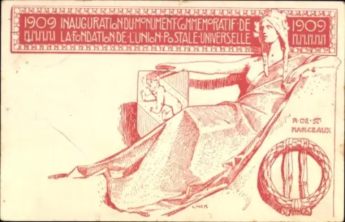 Ganzsachen Ak Schweiz, Fondation de l'Union Postale Universelle, Inauguration du Monument 1909