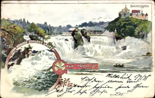 Künstler Ak Rheinfall Kanton Schaffhausen, Schloss Laufen