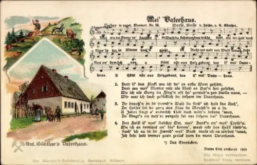 Künstler Lied Ak Günther, Anton, Gottesgab, Mei Vaterhaus, Mundart Nr 18