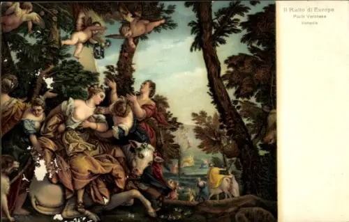 Ak Venezia Venedig Veneto, Europa auf dem Stier, umgeben von Putten und Nymphen