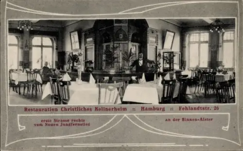 Ak Hamburg Mitte Neustadt, Restauration Christliches Kellnerheim, Fehlandtstraße 26