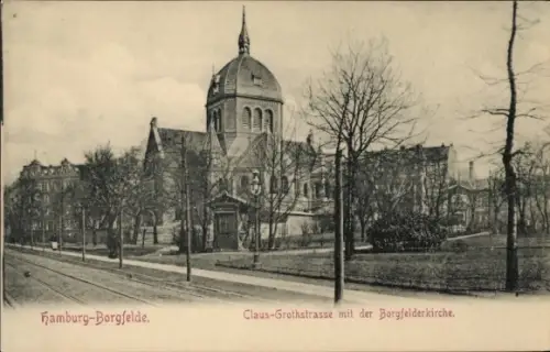 Ak Hamburg Mitte Borgfelde, Klaus-Groth-Straße, Borgfelderkirche