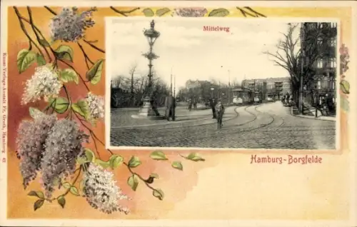 Passepartout Ak Hamburg Mitte Borgfelde, Mittelweg, Straßenbahn