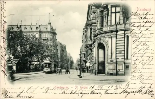 Ak Hamburg Mitte St. Georg, Langereihe, Straßenbahn