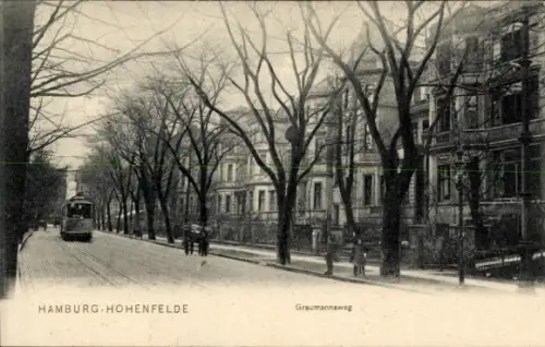 Ak Hamburg Hohenfelde, Graumannsweg, Straßenbahn