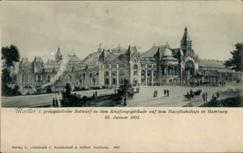 Ak Hamburg Mitte St. Georg, Hauptbahnhof, Empfangsgebäude, Entwurf 1901