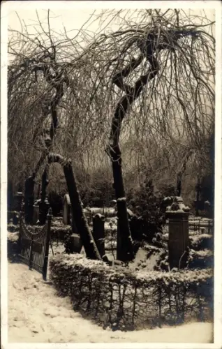 Foto Ak Hamburg Mitte St. Pauli, Alter Friedhof im Winter