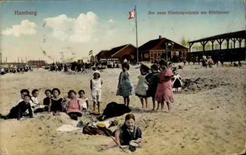Ak Hamburg, Der Neue Kinderspielplatz am Köhlbrandt, Kinder, Strand