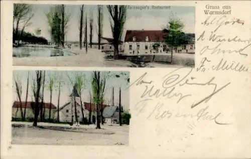 Ak Warmsdorf Güsten in Anhalt, Reinwagen's Restaurant,  Kirche