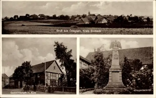 Ak Odagsen Einbeck in Niedersachsen,  Kreis Einbeck, Gastwirtschaft H. Kues, Kriegerdenkmal, Orts