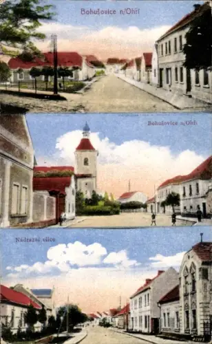 Ak Bohušovice nad Ohří Bauschowitz an der Eger Region Aussig, Bohušovice n/Ohří, Nádražní ulice