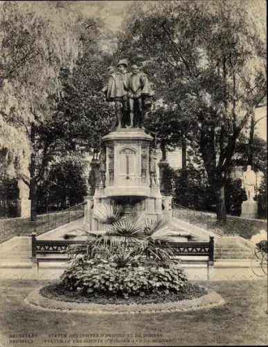 Riesen Ak Bruxelles Brüssel, Statue des Comtes d'Egmont et de Hornes