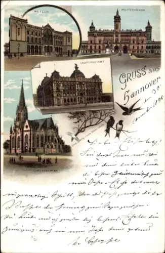 Litho Hannover, Museum, Polytechnikum, Christuskirche, Hauptpostamt