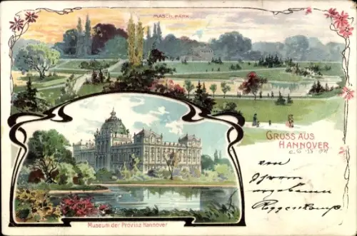 Litho Hannover in Niedersachsen, Maschpark, Museum d. Provinz Hannover