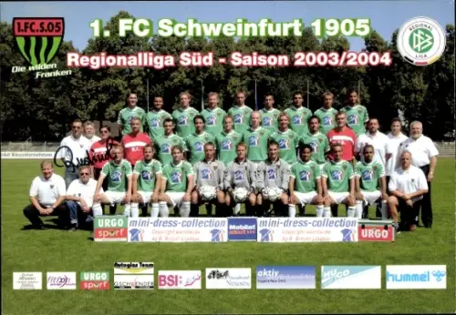 Autogrammkarte Mannschaftsbild vom 1. FC Schweinfurt 05, Autogramm
