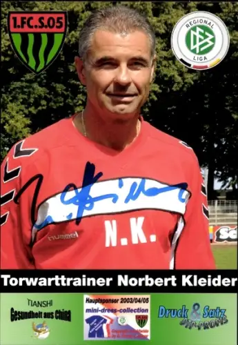 Autogrammkarte Torwarttrainer Norbert Kleider, 1. FC Schweinfurt 05, Autogramm