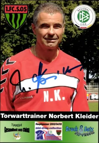 Autogrammkarte Torwarttrainer Norbert Kleider, 1. FC Schweinfurt 05, Autogramm