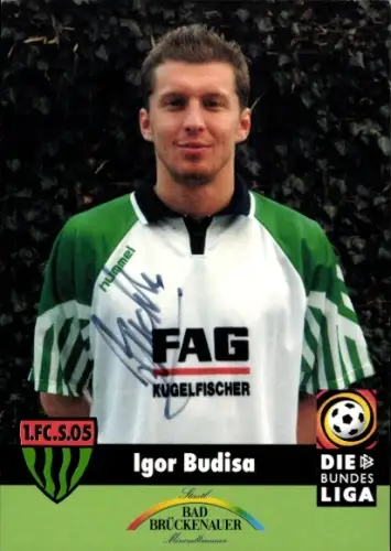 Autogrammkarte Fußballer Igor Budisa, 1. FC Schweinfurt 05, Autogramm