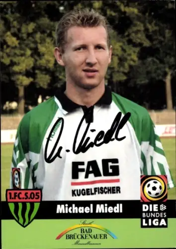 Autogrammkarte Fußballer Michael Miedl, 1. FC Schweinfurt 05, Autogramm